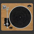 Wooden Home Turntable With Black Platter And Metal Tonearm Design