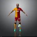 Man in Red and Yellow Kappa Jersey with Number 55 Standing on Football