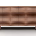 Modern Wooden Entryway Console Side Cabinet With Vertical Slat Design And Functional Storage