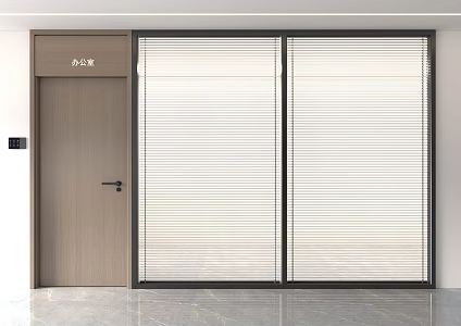 Office Glass Partition Office Partition Glass Partition Door Single Door Venetian Blinds 3d model