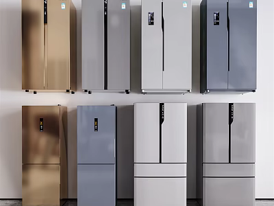 Sleek Modern Refrigerators and Freezers with Various Colors and Multiple Styles 3d model