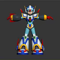 3D Model of Colorful Armored Robot Character as Futuristic Creature With Open Arms