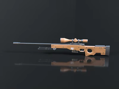 High Precision Sniper Rifle With Brown Body Black Barrel And Scope 3d model