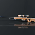 High Precision Sniper Rifle With Brown Body Black Barrel And Scope