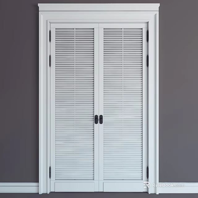 White Louvered Cabinet With Minimalist Design For Modern Interior Spaces 3d model 