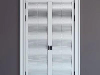 White Louvered Cabinet With Minimalist Design For Modern Interior Spaces 3d model