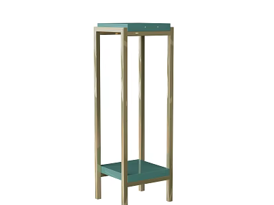 Modern Metal Flower Stand With Green Shelves And Gold Frame Design 3d model