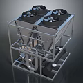 Industrial Cooling Equipment With Metal Frame Four Fans Pipes And Structural Design Components