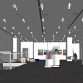 Modern Art Gallery Interior With Colorful Paintings And Sculptures On