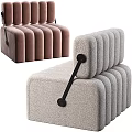 Modern Single Sofa With Vertical Stripe Design Light Tone And Metal Armrests 3d model