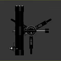 Scenic Landscape Observation With Black Telescope On Tripod Stand Gray Background