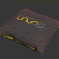 Gray Cushion With Yellow Edges And Colorful Logo For Daily Use