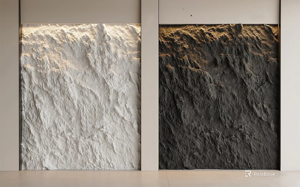 Modern 3D Textured Background Wall Design With White And Black Rock Like Surfaces 3d model 
