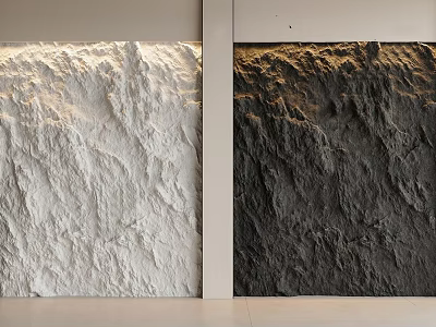 Modern 3D Textured Background Wall Design With White And Black Rock Like Surfaces 3d model