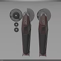 Pink And Gray Handheld Power Tools With Circular Blades And Accessories