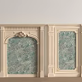 Classic Sofa Background Wall With Cream White Carved Frame And Green Marble Texture 3d model