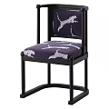 Modern Single Chair With Black Frame Purple Seat And White Animal Patterns