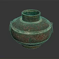 Ancient Bronze Vessel With Decorative Patterns And Two Side Handles 3d model