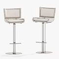 Modern Stylish Bar Stools With Beige Upholstered Seats And Metal Frame Design