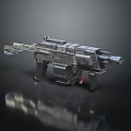 Futuristic Sci Fi Gun With Metallic Body Tactical Grip And Reflective Surface Design