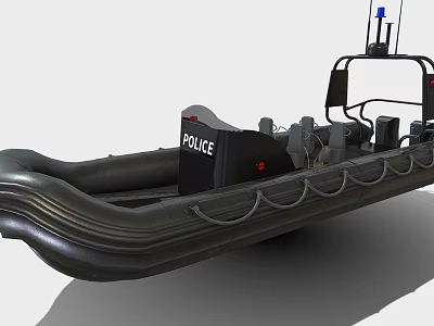 Police Rigid Inflatable Boat With Equipment And Markings 3d model