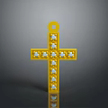 Golden Cross Pendant With White Gemstones And Hanging Loop For Daily Use