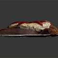 Fried Pastry With Cream Filling And Fresh Strawberries On Paper Plate