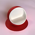 Stylish Red And White Spherical Single Chair Design For Modern Interiors 3d model