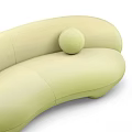 Modern Curved Sofa Design In Light Green Red With Round Cushion 3d model