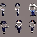 Billboard Featuring Cartoon Police Officers In Different Poses With Uniforms And Hats