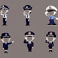 Cartoon Police Human Figure Brand Public Security Figure Brand Cartoon Police Little Person Punches in to Take Photos Faceless Human Figure Brand Human Figure Display Rack Yi Labao KT Board 3d model