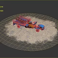 Blue Dump Truck Loaded With Dirt Surrounded By Scattered Soil