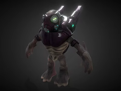 Sci Fi Game Movie Character With Mechanical Biomechanical Design And Glowing Eyes 3d model