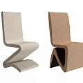 Modern Single Chair With Curved Structure And Textured Fabric In Light Brown Tones
