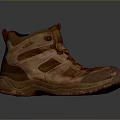 Brown High Top Hiking Shoes With Rugged Sole And Red Accents