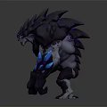 Fantasy Rock Creature 3D Character Design With Muscular Build And Glowing Blue Purple Elements