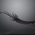 Ornate Dagger Weapon With Twisted Handle Sharp Metal Blade And Shiny Reflection