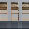 Three Vertical Wooden Hinged Doors with Slatted Panel Design in Modern Interior