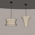 Two Modern Fabric Pendant Lights With Striped And Curved Design For Interior Lighting