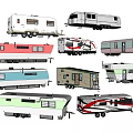 Various Recreational Vehicles With Colorful Exteriors And Unique Designs