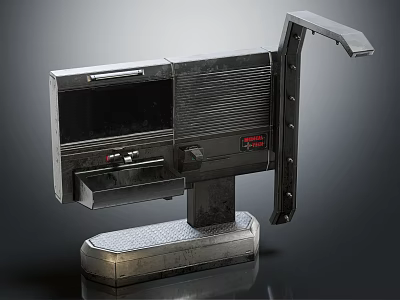 Vintage Electronic Device With Metal Body Display Screen Extending Arm And Stand 3d model