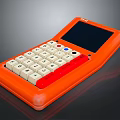 Orange Portable Calculator With Digital Screen And White Buttons Design