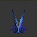 Elegant Fairy Character With Transparent Iridescent Blue Purple Gradient Butterfly Wings And Glowing Base