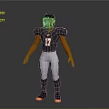 Man In American Football Uniform With Black Helmet Number 17 Orange Sleeves And White Pants