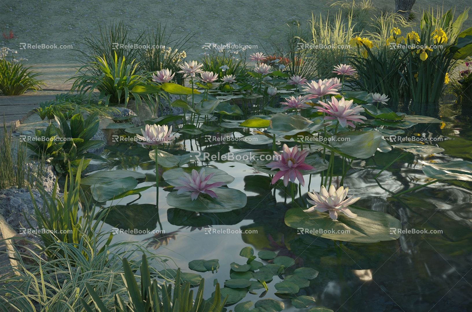 Modern Lotus Pond 3d model