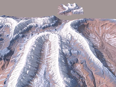 Detailed Natural Mountainous Garden Landscape Featuring Snowy Ridges And Valleys 3d model