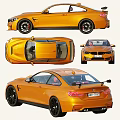 Orange BMW Sports Car Exterior Design With Black Wheels And Rear Spoiler