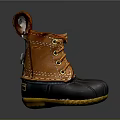 Orange and Black Leather Ankle Boots with Rubber Sole Laces and Stitching