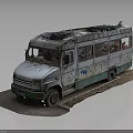 Old Worn Out Bus With Graffiti Parked On Dirt Platform View 3d model