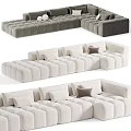 Modern Tufted Sectional Sofa With Plush Cushions And Modular Grey Beige Design 3d model